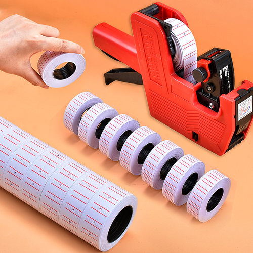 打码机标价纸超市商品打价格标签贴纸价签纸打价机纸单排自粘小手写打价纸打码枪墨轮印油批发打码纸卷 - 图0