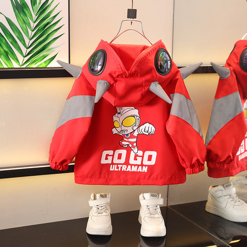 奥特曼男童外套春秋款2026新儿童冲锋衣男孩春装宝宝上衣服潮帅气 - 图0