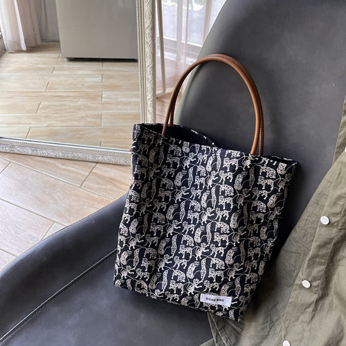 GGSG BAG原创复古手提布包小号棉麻手腕布袋小众便当妈咪包托特包 - 图3