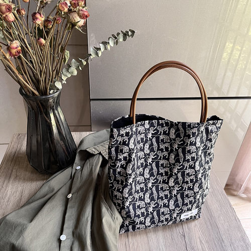 GGSG BAG原创复古手提布包小号棉麻手腕布袋小众便当妈咪包托特包 - 图0