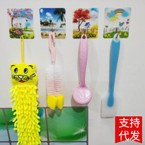 Perforated stainless steel hooks Kitchen Wire Drawing Nonstick Hook Plug Hooks Free of perforated transparent screws