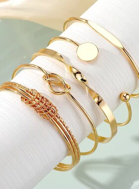 Smooth Bracelet 5-piece Set麻花光面手镯5件套混搭朋克手镯套装