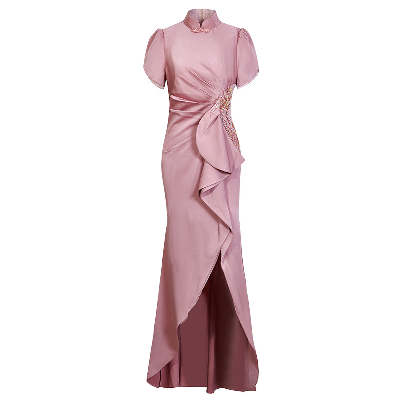 多丽琦2025年新款旗袍新中式妈妈婚宴旗袍改良版轻奢优雅连衣裙女 - 图3