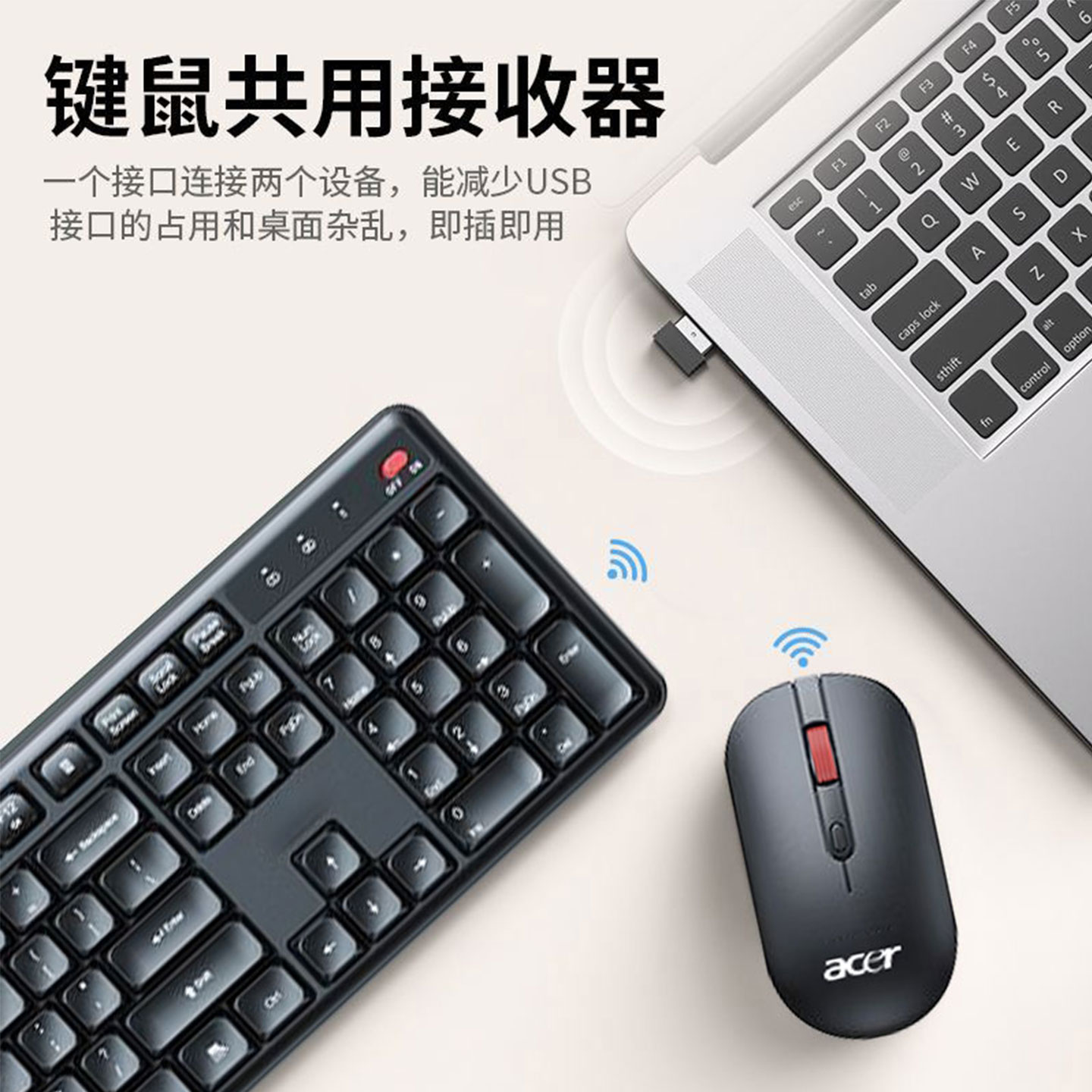 Acer Wireless Silent Keyboard and Mouse Set