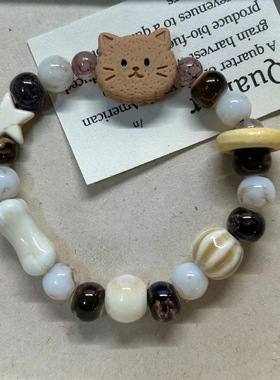 景德镇陶瓷手链胡须猫HelloKitty花朵百搭可爱风女款学生手串礼物