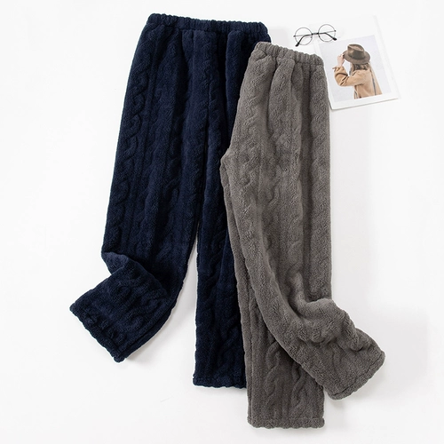 Бархатные коралловые удерживающие тепло зимние фланелевые штаны для отдыха, увеличенная толщина