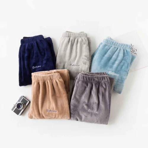 Демисезонные утепленные фланелевые коралловые бархатные штаны для отдыха