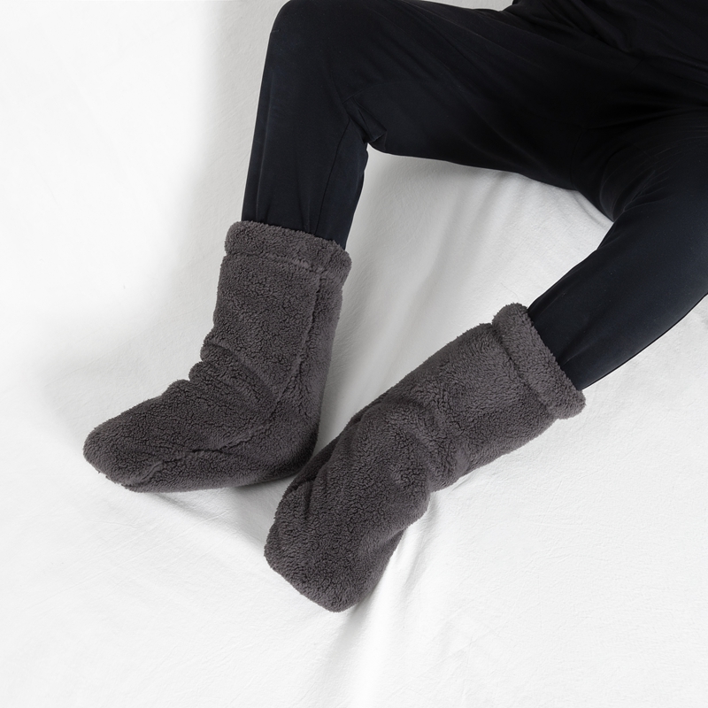 冬季保暖脚套睡眠袜女睡觉穿的袜子珊瑚绒男加绒加厚护脚暖脚袜套-图2