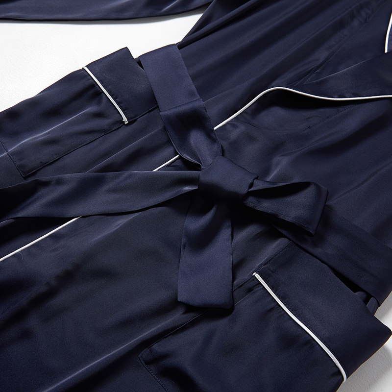 夏季男士仿真丝绸长袍一体式浴袍 丝萝春秋睡袍/浴袍