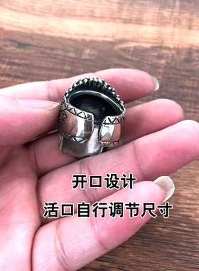 手工白铜印第安戒指指环活口戒指
