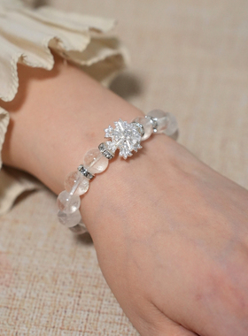 时光邮差原创设计「幽灵雪花」天然白幽灵水晶手串女意境手链礼物