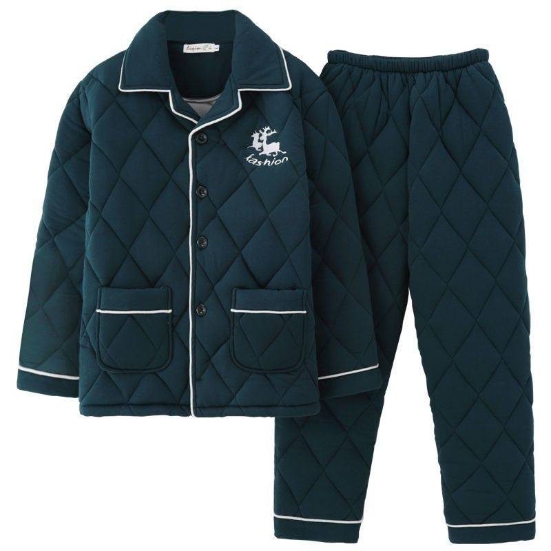 睡衣男冬季加厚纯棉棉袄三层夹棉冬天保暖简约格子全棉家居服套装,淘宝优惠券,粉丝福利购,淘宝优惠卷