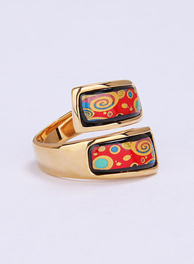 生命之树手绘高温画珐琅戒指