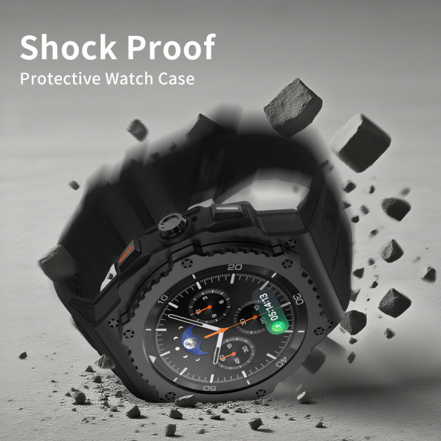 Hualimei metal modified case is suitable for Samsung watch 8 Classic 46mm protective case + watch strap