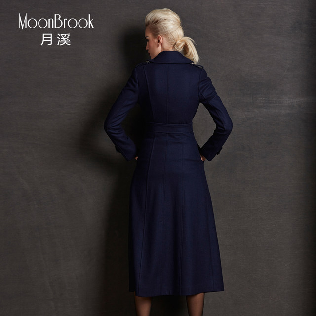 月溪正品2025新款毛呢女外套中长款厚空姐制服保暖大衣工作服工装