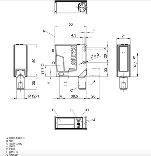 LEUZE激光测距传感器ODSL 9/C66-100-S12替ODS9L2.8/LA6-100-M12 - 图1