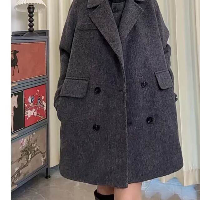 2025 Autumn and Winter New Double-sided Cashmere Coat Women's Mid-Length Korean Style Loose Wool Woolen Coat