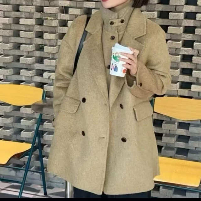 2025 Autumn and Winter New Double-sided Cashmere Coat Women's Mid-Length Korean Style Loose Wool Woolen Coat