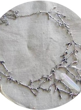 复古树枝天然水晶电镀五