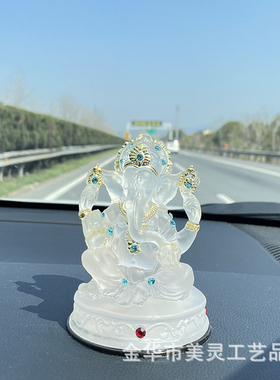 跨境透明象神树脂摆件东