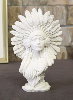 印第安人砂岩雕像树脂摆