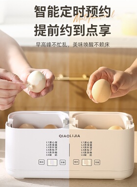 跨境Egg cooker鸳鸯煮蛋器煮蛋神器家用预约早餐蒸蛋器小型早餐机