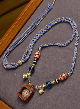 手工编织绳项链藏式文玩千手观音擦擦吊坠本命年守护神挂坠毛衣链