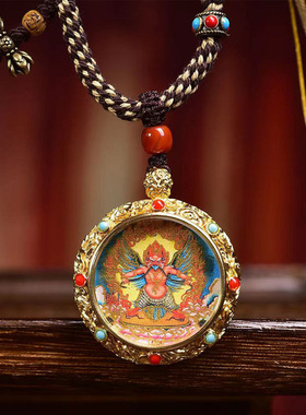 纯手工编织绳项链随身小唐卡大鹏鸟吊坠藏式复古民族风毛衣链饰品