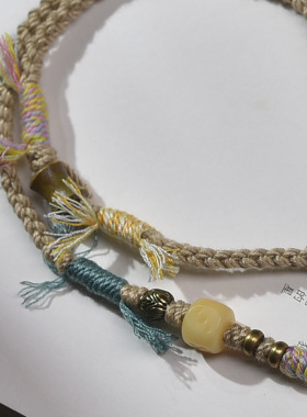 手工编织绳蜜蜡月菩提项链DIY半成品藏式编织项链吊绳手搓棉绳
