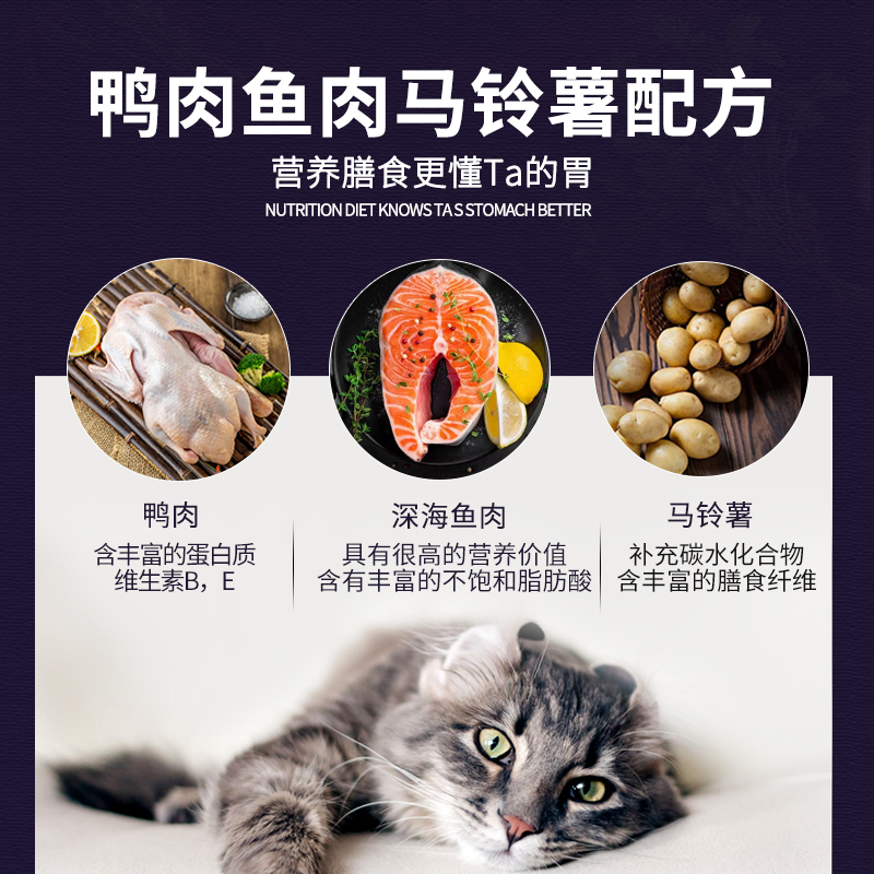 both N3猫粮三文鱼鸭肉成猫粮C62宠物食品主粮4磅英短布偶猫通用 - 图3