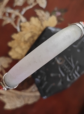 光阴故饰中国风孤品纯手工镶嵌老翡翠断镯带春包银修复足银手镯