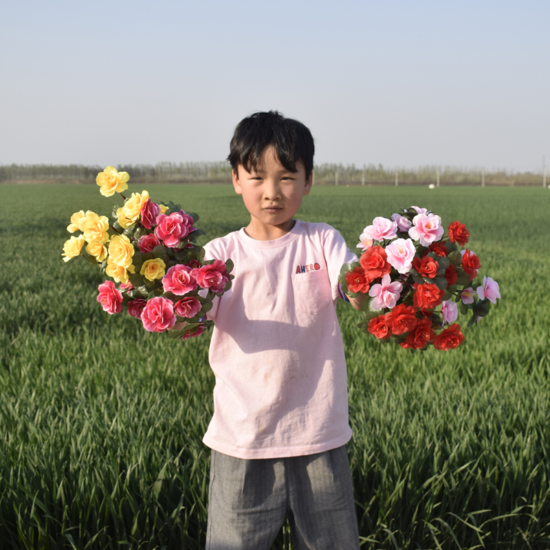 舞蹈道具手摇花仿真杜鹃花假花运动会团体操表演手拿花束把花-图1