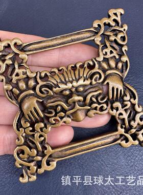 复古黄铜经书扣支巴扎 西藏地摊兽面财布扣 diy天铁托甲装