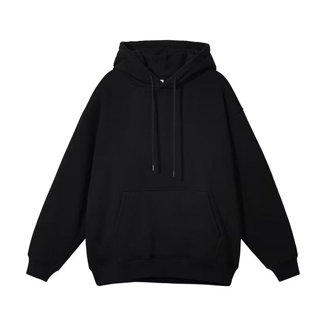Spring and autumn hooded pullover pure cotton sweatshirt women's solid color versatile top casual sports large size loose coat class uniform