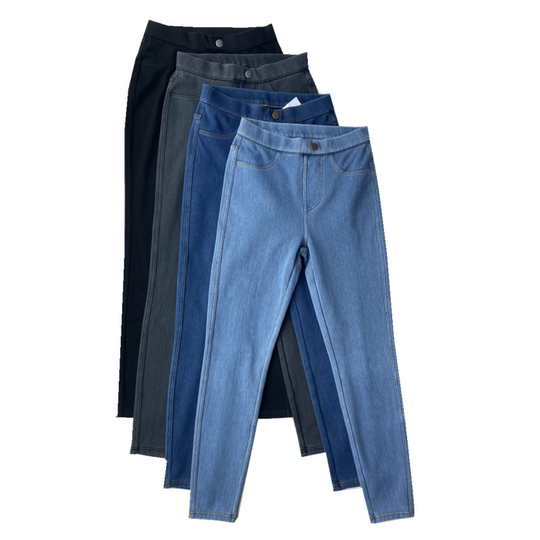 C-home classic elastic high waist knitted stretch jeans