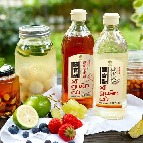 醯官醋原浆米醋500ml*3米醋酿造食用手工醋饮0%添加防腐剂 无勾兑 - 图2