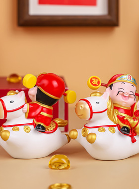 好运财神之立马发财神爷树脂摆件马年生肖办公室桌面新年装饰礼品