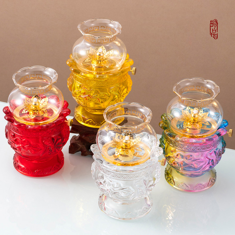 液体酥油灯防风长明灯家用佛前灯莲花玻璃调光油灯油灯灯盏寺庙灯,淘宝优惠券,粉丝福利购,淘宝优惠卷