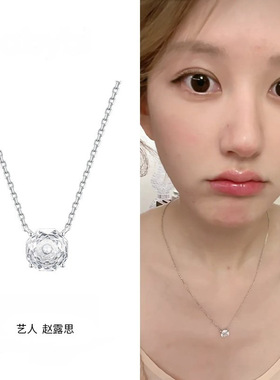 轻奢高级感赵露丝同款冰雕玫瑰项链S925纯银锁骨链小众设计毛衣链