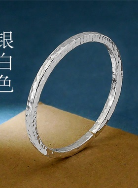 久一锤纹男女纯银手镯