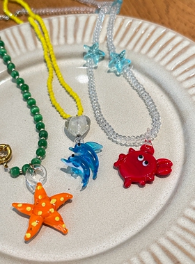 原创手作 琉璃海星串珠项链女夏天海边度假风个性配饰锁骨链颈链