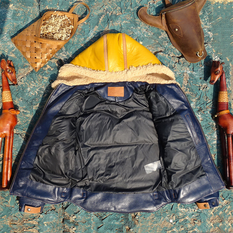 植鞣羊皮拼羊皮毛一体羽绒服白鸭绒超厚重保暖连帽真皮皮衣男冬季,淘宝优惠券,粉丝福利购,淘宝优惠卷