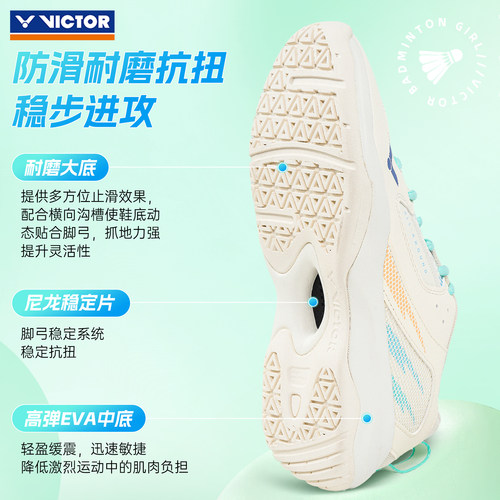 旗舰店victor胜利女生羽毛球鞋威克多入门专业透气轻便女鞋A311F - 图3
