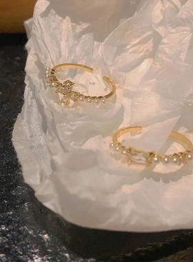 ins风简约珍珠戒指女复古时尚