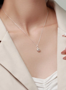 S999纯银花蕊球球项链女小众