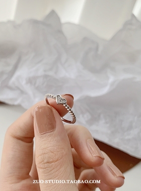 女小众轻奢爱心锆石尾戒食指戒