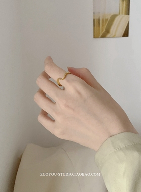 钛钢不掉色ins潮小众开口戒指