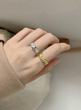 掐丝设计感ins银色光面百搭女戒