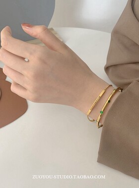 女祖母绿手镯小众轻奢