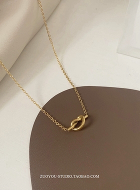 高级感金色小众轻奢打结项链女